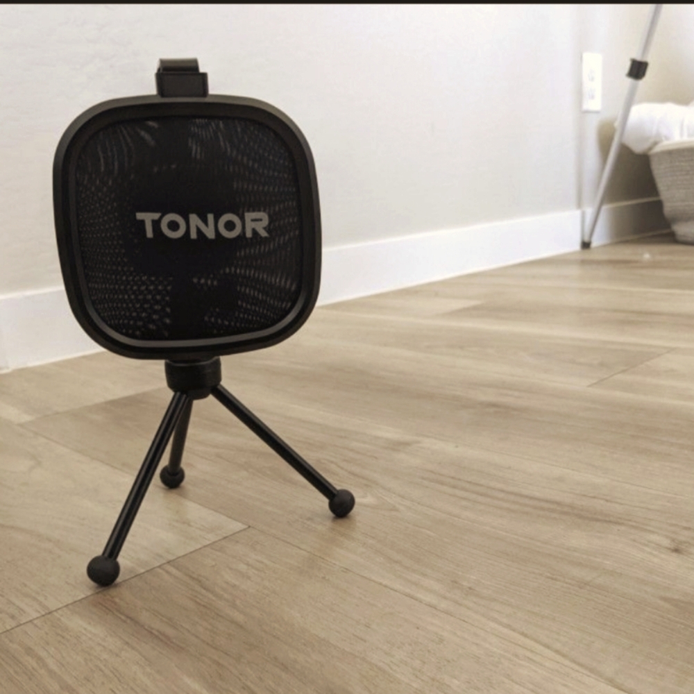 TONOR Black Microphone Pop Filter with Stand